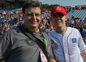 James Downing with Scotty McCreery at the CMA Week Softball Game