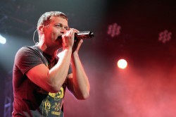 Brad Arnold of 3 Doors Down performs at Bridgestone Arena in Nashville, Tennessee on June 20 2012 during the Gang of Outlaws tour