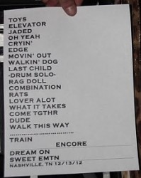 Aerosmith Set List - Nashville, TN 12/13/2012